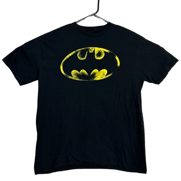 DC Comics Batman Mens XL Black Yellow Bat Logo Short‎ Sleeve Graphic T-Shirt - Picture 1 of 6